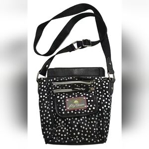Lily Bloom Green Living Small Crossbody Bag Purse Polka Dot Black White Recycled
